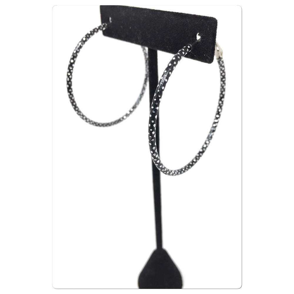 Black & Silver Hoop Earrings